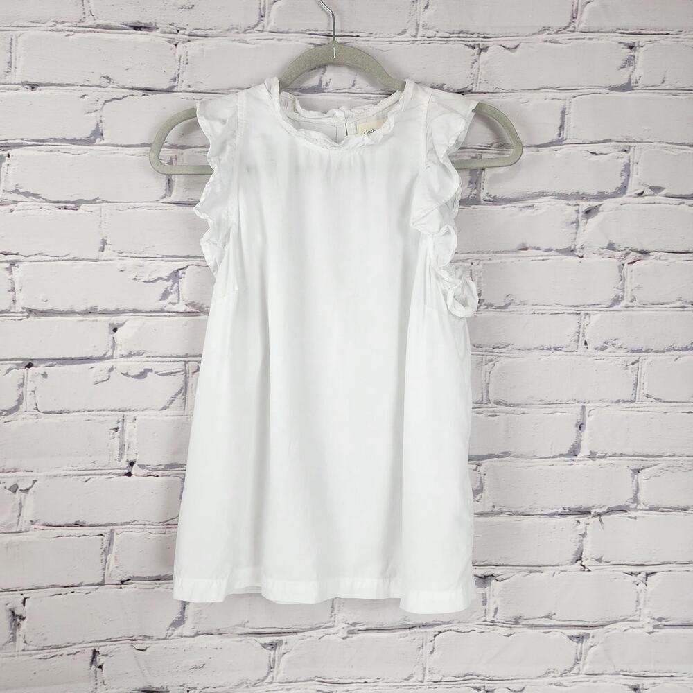 Anthropologie Cloth & Stone Top White Sleeveless Ruffle Blouse Women M Fairycore